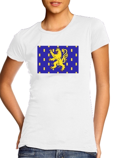 T-shirt Femme Col rond manche courte Blanc Drapeau de la Franche Comté