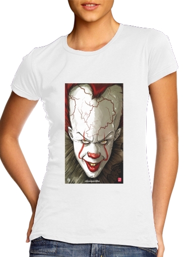 T-shirt Femme Col rond manche courte Blanc Evil Clown 