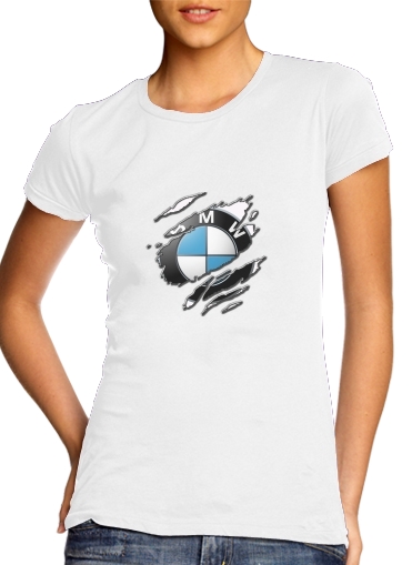 T-shirt Femme Col rond manche courte Blanc Fan Driver Bmw GriffeSport