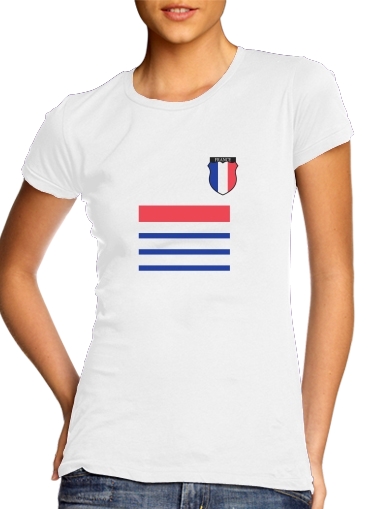T-shirt Femme Col rond manche courte Blanc France 2018 Champion Du Monde Maillot