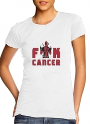 tshirt-femme-blanc Fuck Cancer With Deadpool