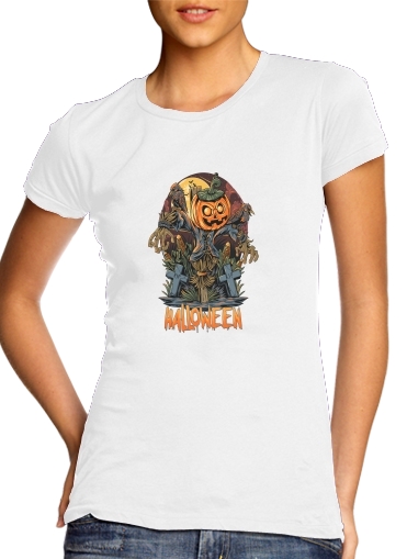T-shirt Halloween Pumpkin Crow Graveyard