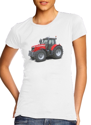 T-shirt Femme Col rond manche courte Blanc Massey Fergusson Tractor