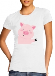tshirt-femme-blanc Cochon souriant