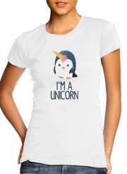 tshirt-femme-blanc Pingouin wants to be unicorn