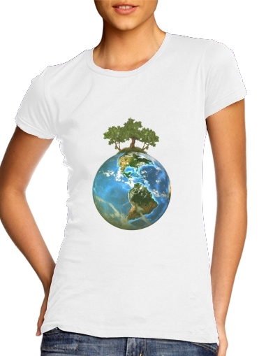 T-shirt Femme Col rond manche courte Blanc Protégeons la nature - ecologie