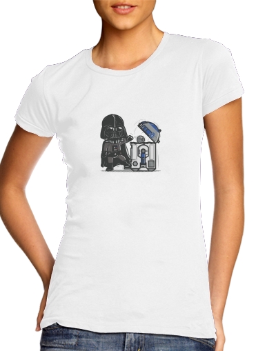 T-shirt Femme Col rond manche courte Blanc Robotic Trashcan