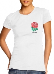tshirt-femme-blanc Rose Flower Rugby England