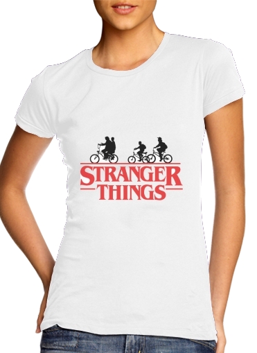 T-shirt Femme Col rond manche courte Blanc Stranger Things by bike