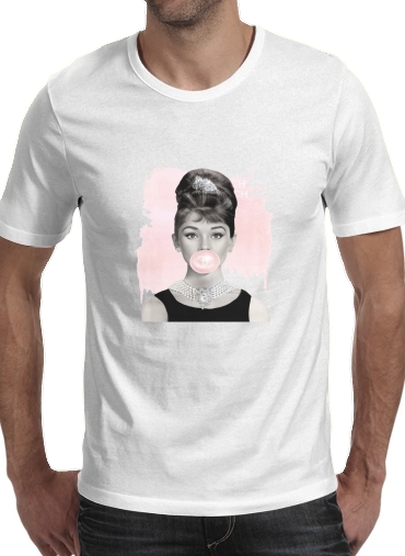 T-shirt homme manche courte col rond Blanc Audrey Hepburn bubblegum