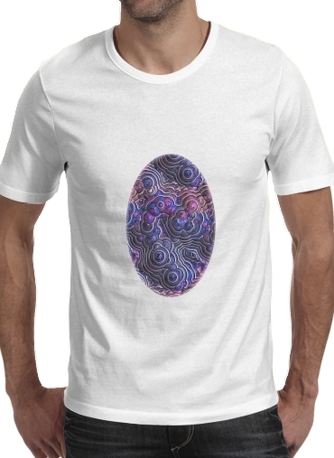 T-shirt homme manche courte col rond Blanc Blue pink bubble cells pattern