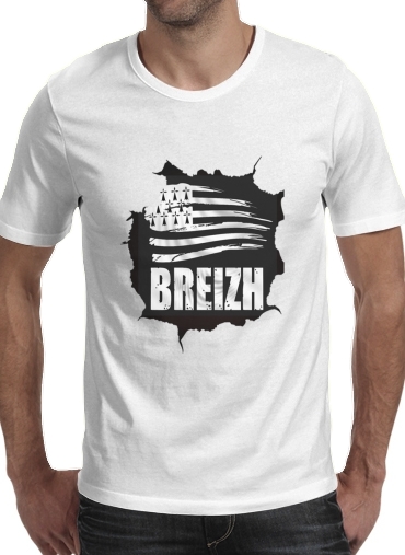 T-shirt homme manche courte col rond Blanc Breizh Bretagne