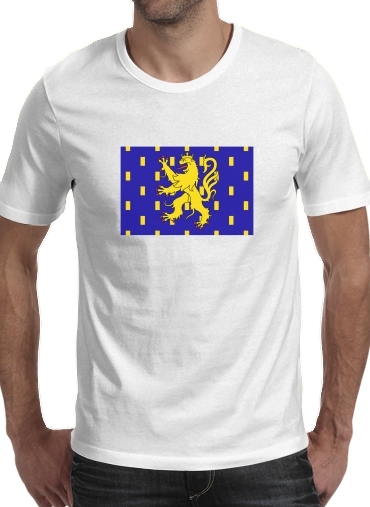 T-shirt homme manche courte col rond Blanc Drapeau de la Franche Comté