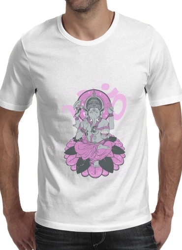 T-shirt homme manche courte col rond Blanc Elephant Ganesha