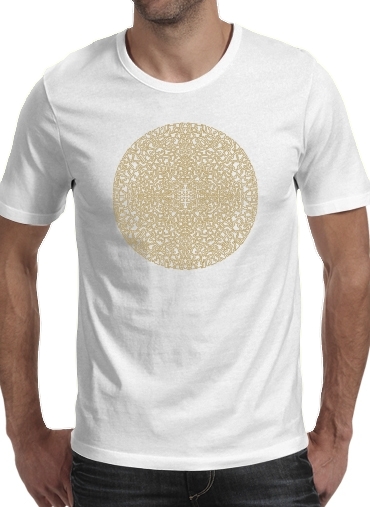 T-shirt homme manche courte col rond Blanc Geometric Bohemian Mandala