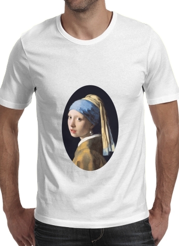 T-shirt homme manche courte col rond Blanc Girl with a Pearl Earring