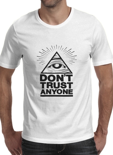 T-shirt homme manche courte col rond Blanc Illuminati Dont trust anyone
