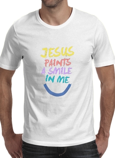 T-shirt homme manche courte col rond Blanc Jesus paints a smile in me Bible