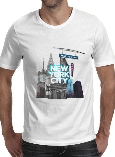 T-shirt homme manche courte col rond Blanc New York City II [blue]