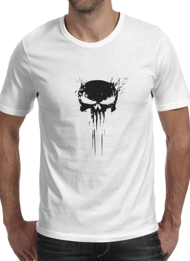 T-shirt homme manche courte col rond Blanc Punisher Skull