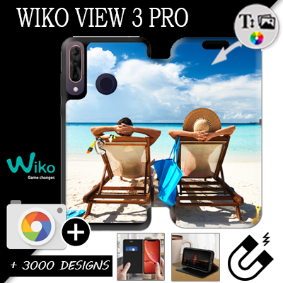 Housse portefeuille personnalisée Wiko View 3 Pro