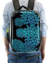 backpack aqua glitter flowers on black