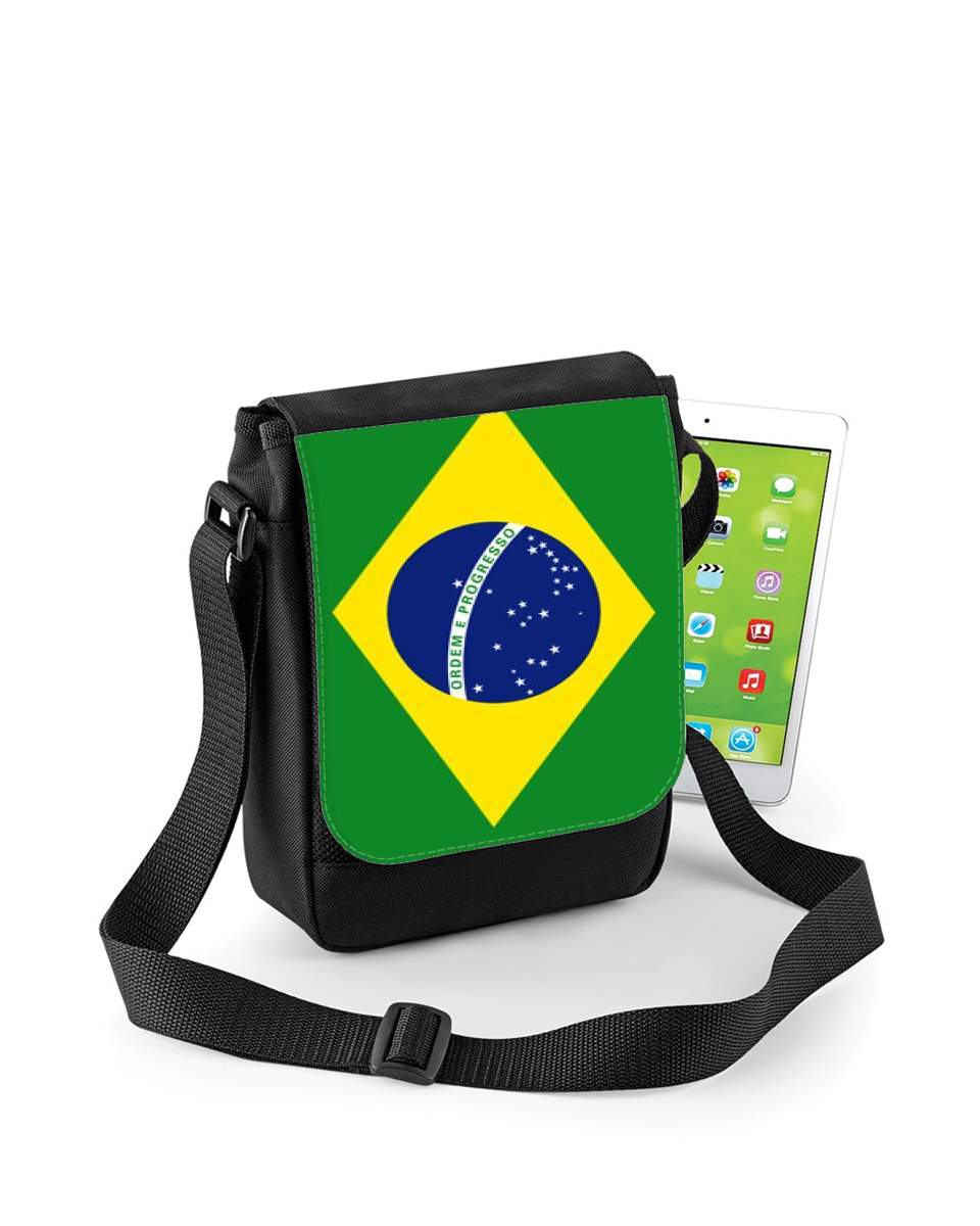 Sac Shopping blanc Carte du Brésil drapeau brésilien Brasil tote bag 