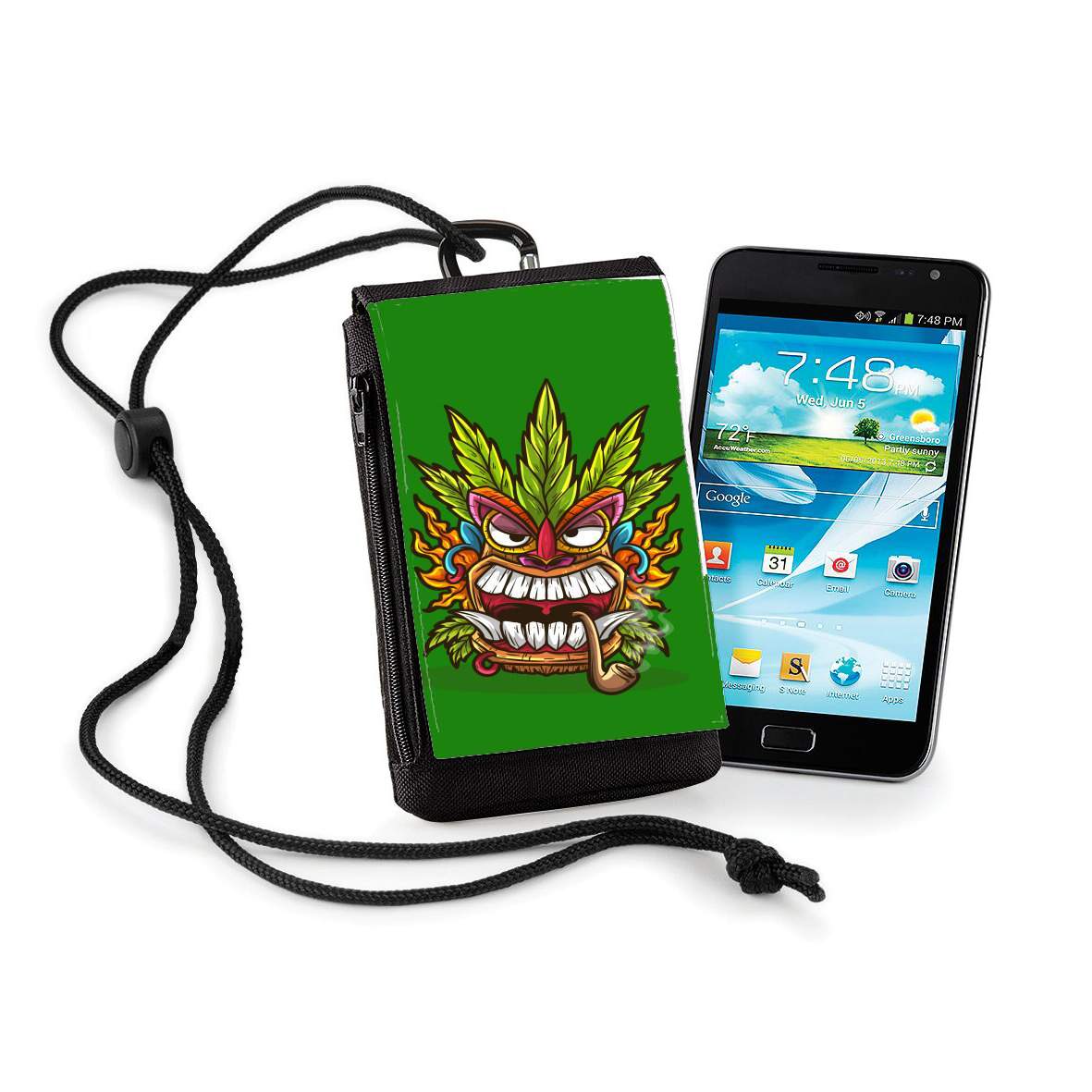 Pochette Tiki mask cannabis weed smoking