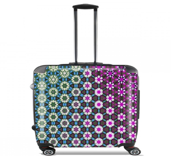 Valise Abstract bright floral geometric pattern teal pink white