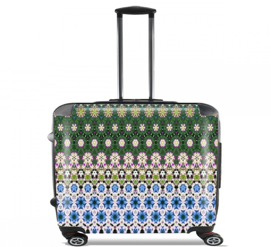 Valise Abstract ethnic floral stripe pattern white blue green