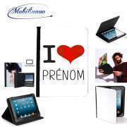 pochette Lenovo Tab 10" avec clip ceinture I love Prénom - Personnalisable avec nom de ton choix