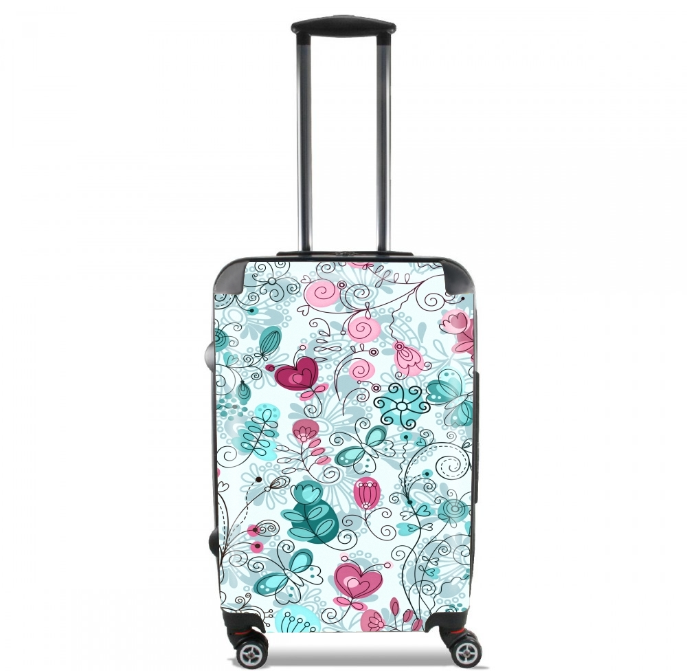 Valise doodle flowers and butterflies