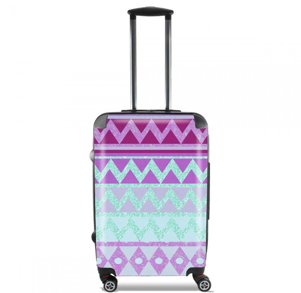 Valise Tribal Chevron in pink and mint glitter